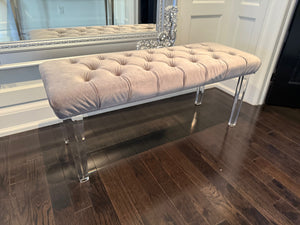 Tufted Bench with Acrylic Legs