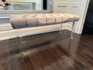 Tufted Bench with Acrylic Legs