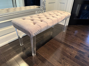 Tufted Bench with Acrylic Legs