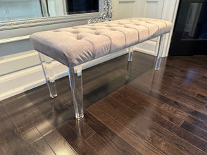 Tufted Bench with Acrylic Legs