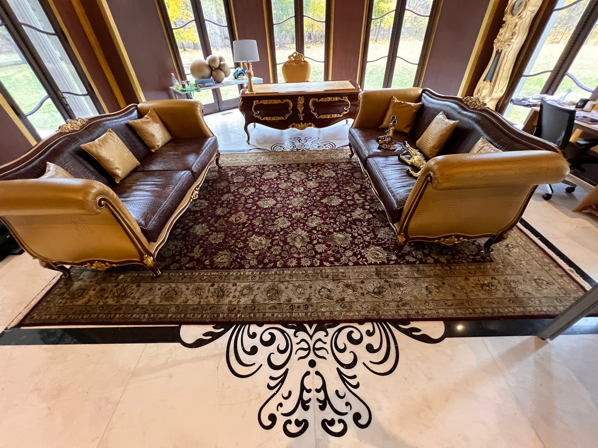 Indian Jaipur Red/Cream Wool Rug, with Artificial Silk Accents- 14.5ft x 9.95ft