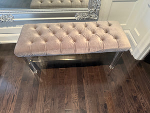 Tufted Bench with Acrylic Legs