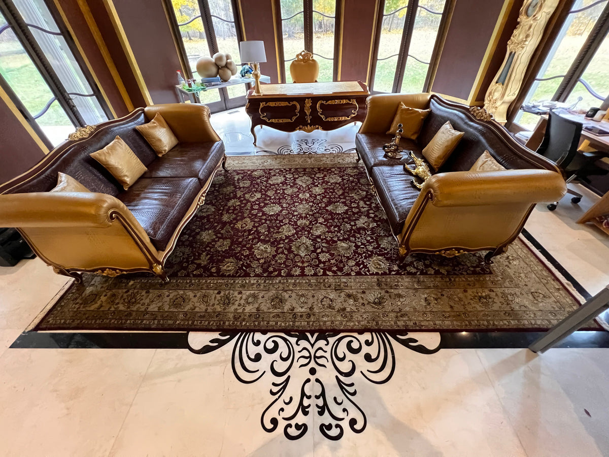 Indian Jaipur Red/Cream Wool Rug, with Artificial Silk Accents- 14.5ft x 9.95ft