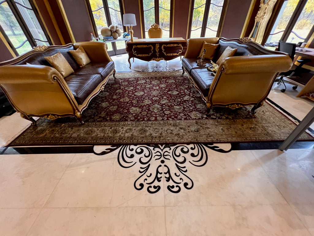 Indian Jaipur Red/Cream Wool Rug, with Artificial Silk Accents- 14.5ft x 9.95ft