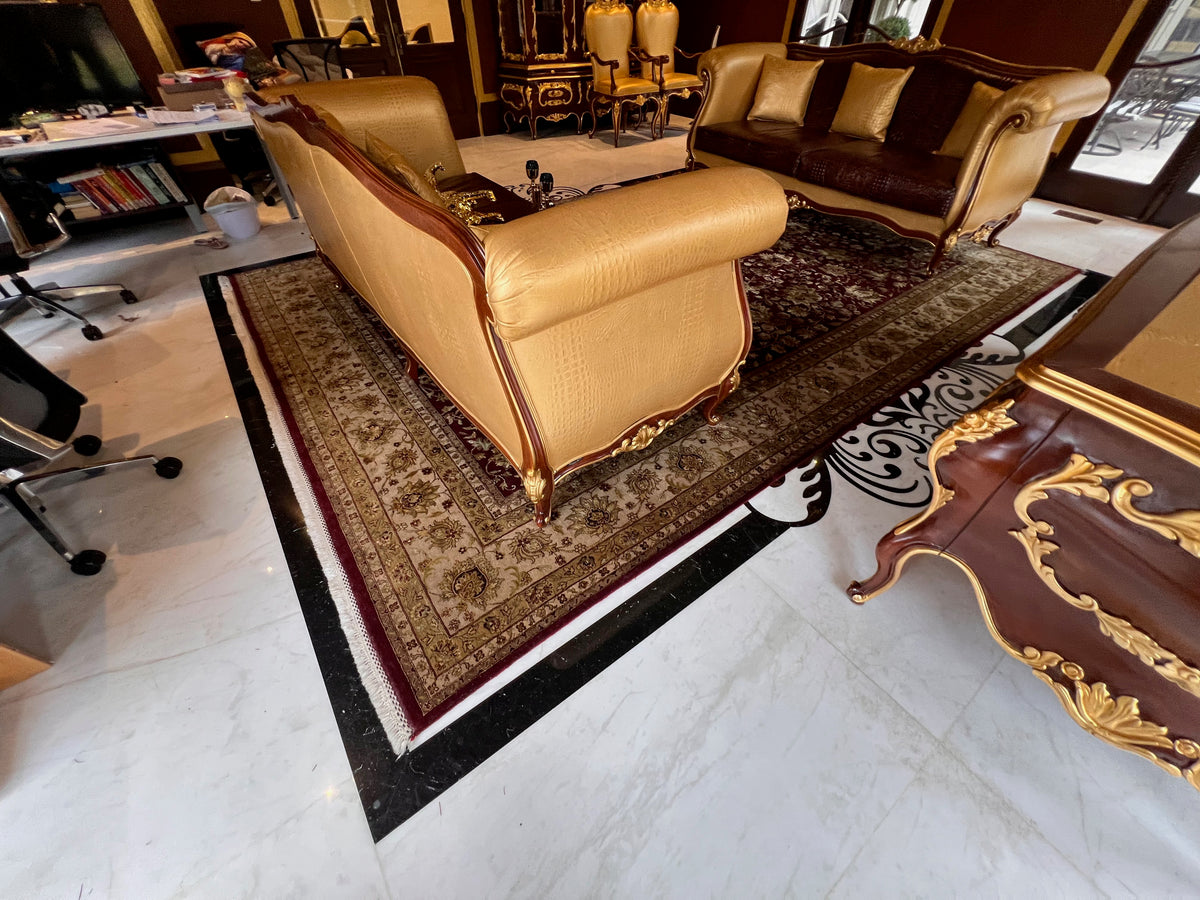 Indian Jaipur Red/Cream Wool Rug, with Artificial Silk Accents- 14.5ft x 9.95ft