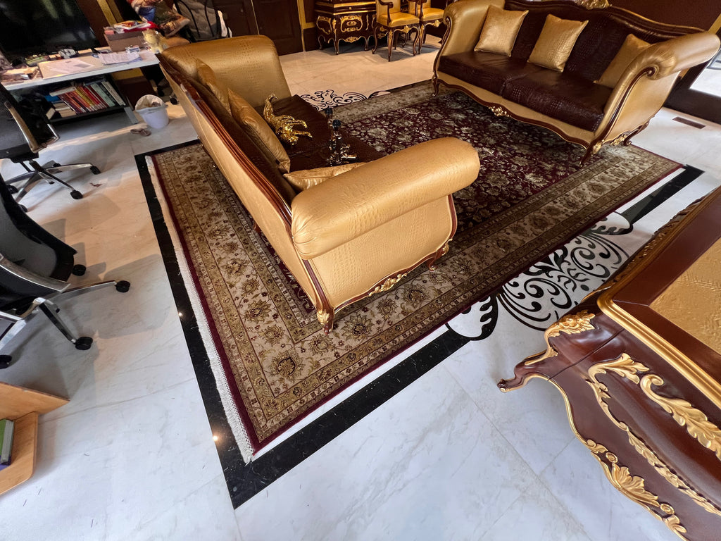 Indian Jaipur Red/Cream Wool Rug, with Artificial Silk Accents- 14.5ft x 9.95ft