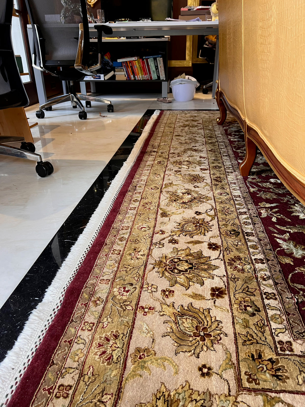 Indian Jaipur Red/Cream Wool Rug, with Artificial Silk Accents- 14.5ft x 9.95ft
