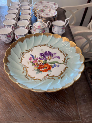 "Porcelaine De France" Hand Painted Pedestal Plate