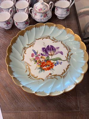 "Porcelaine De France" Hand Painted Pedestal Plate