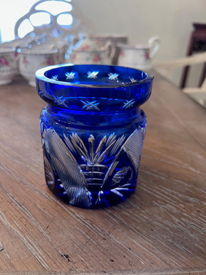 Cobalt Blue Small Crystal Vase/Jar from Val Saint Lambert, 1950s