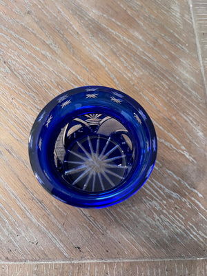 Cobalt Blue Small Crystal Vase/Jar from Val Saint Lambert, 1950s