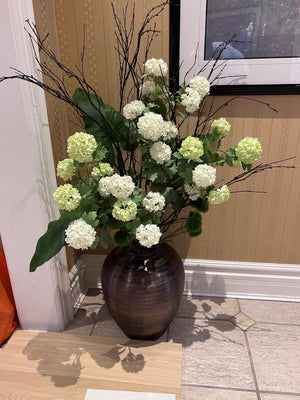 Floor Vase with Faux Floral Arrangement