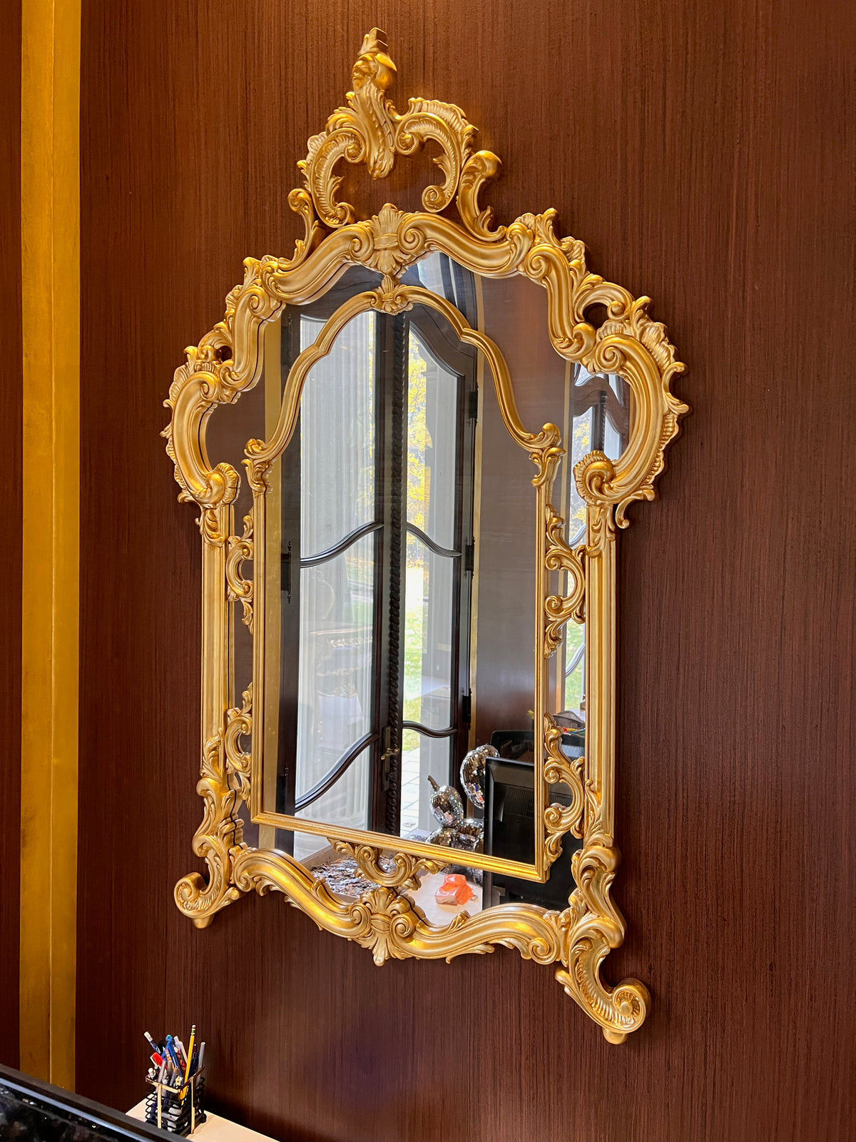 Modenese Gastone Baroque Gold Mirror, Wood with Gold Leaf Finishing, Made In Italy