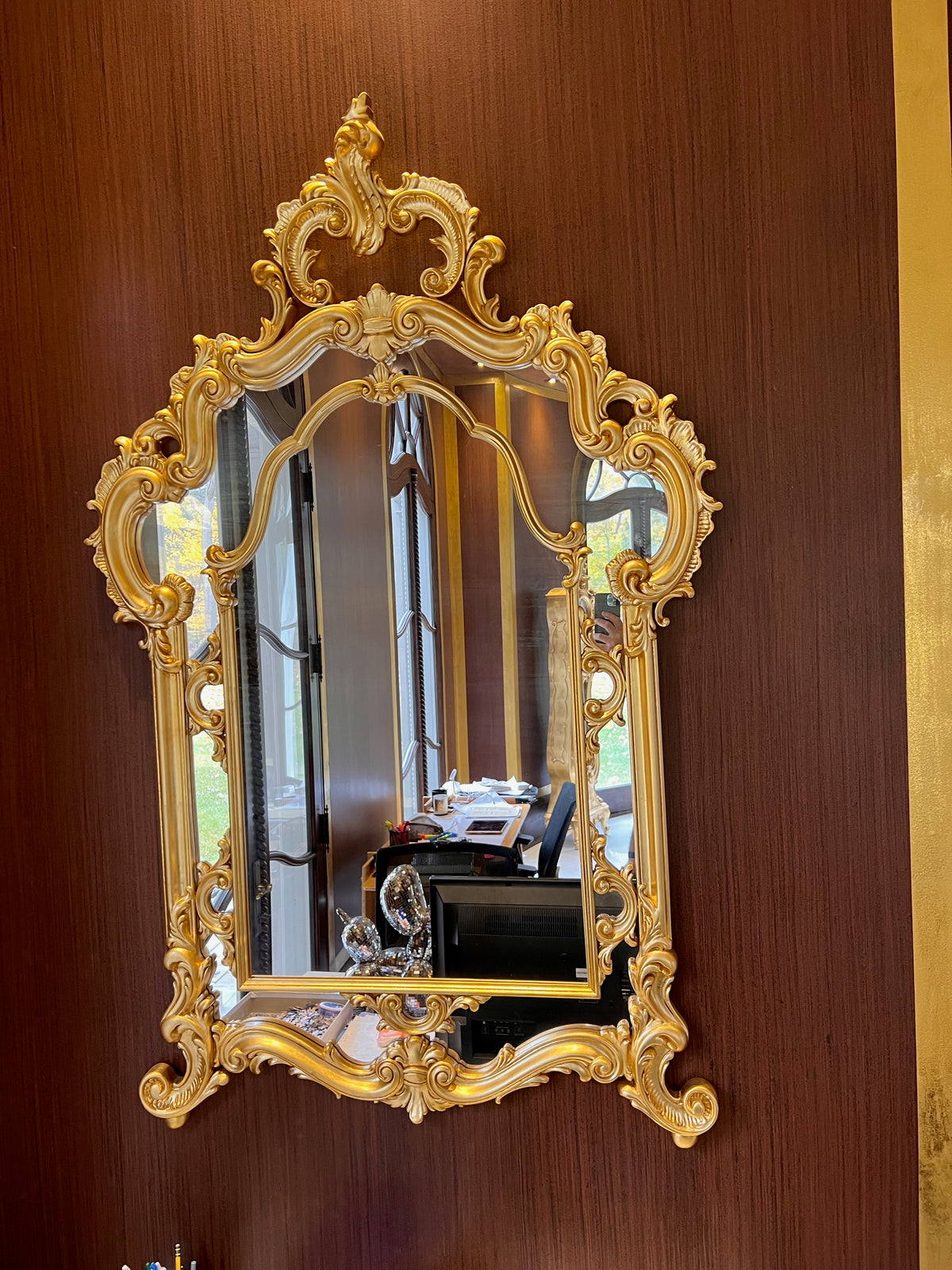 Modenese Gastone Baroque Gold Mirror, Wood with Gold Leaf Finishing, Made In Italy