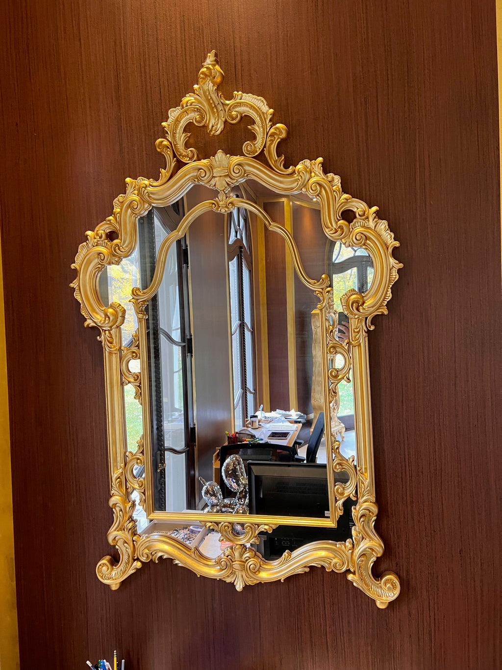 Modenese Gastone Baroque Gold Mirror, Wood with Gold Leaf Finishing, Made In Italy