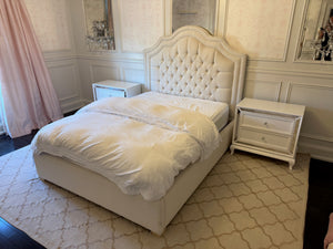 Decor-Rest Beige Tufted Queen Bed Frame