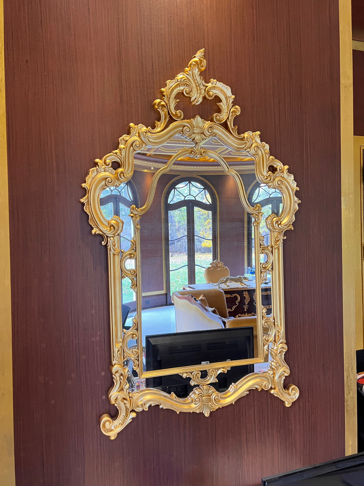 Modenese Gastone Baroque Gold Mirror, Wood with Gold Leaf Finishing, Made In Italy