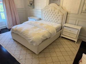 Decor-Rest Beige Tufted Queen Bed Frame