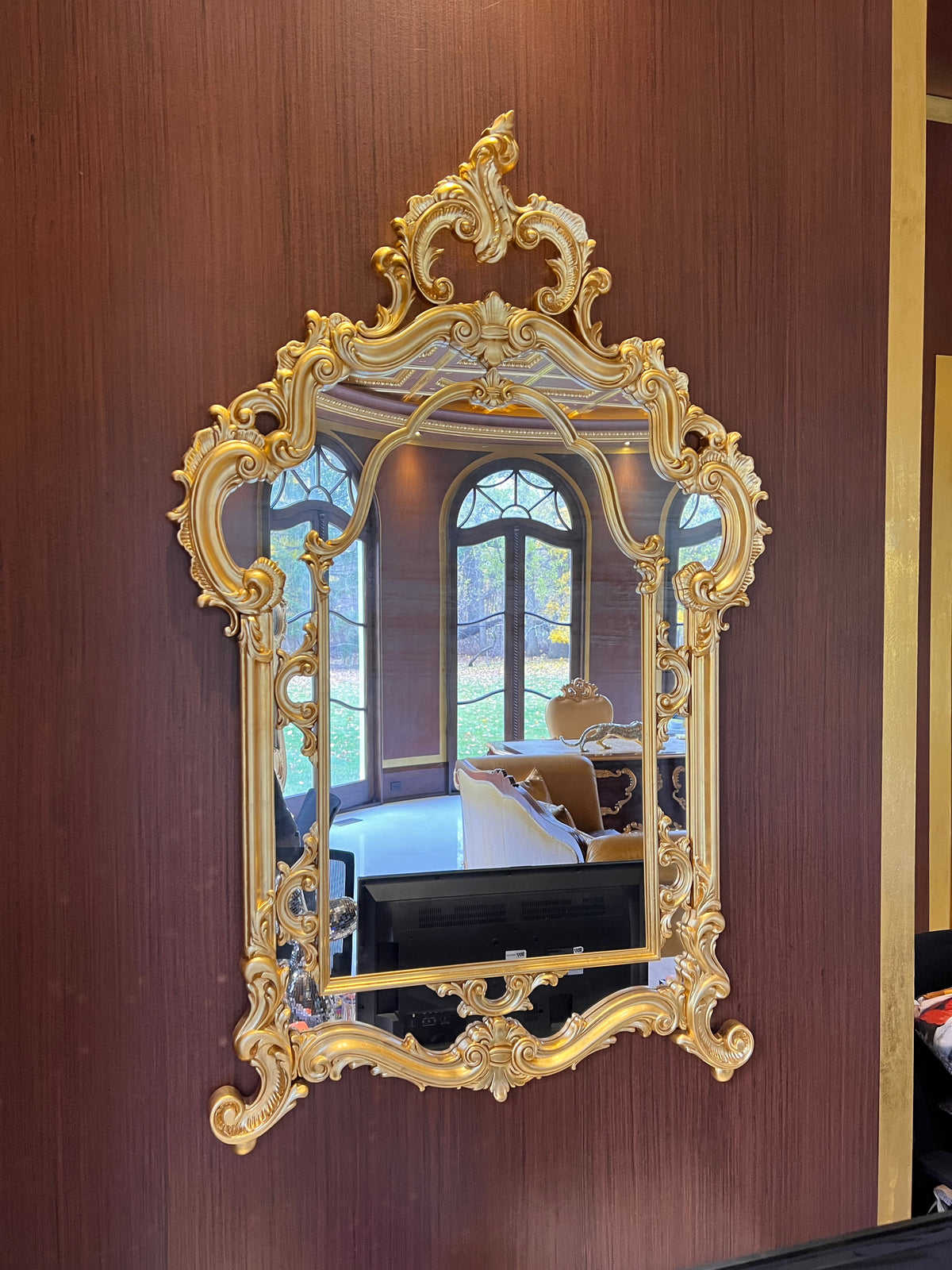 Modenese Gastone Baroque Gold Mirror, Wood with Gold Leaf Finishing, Made In Italy