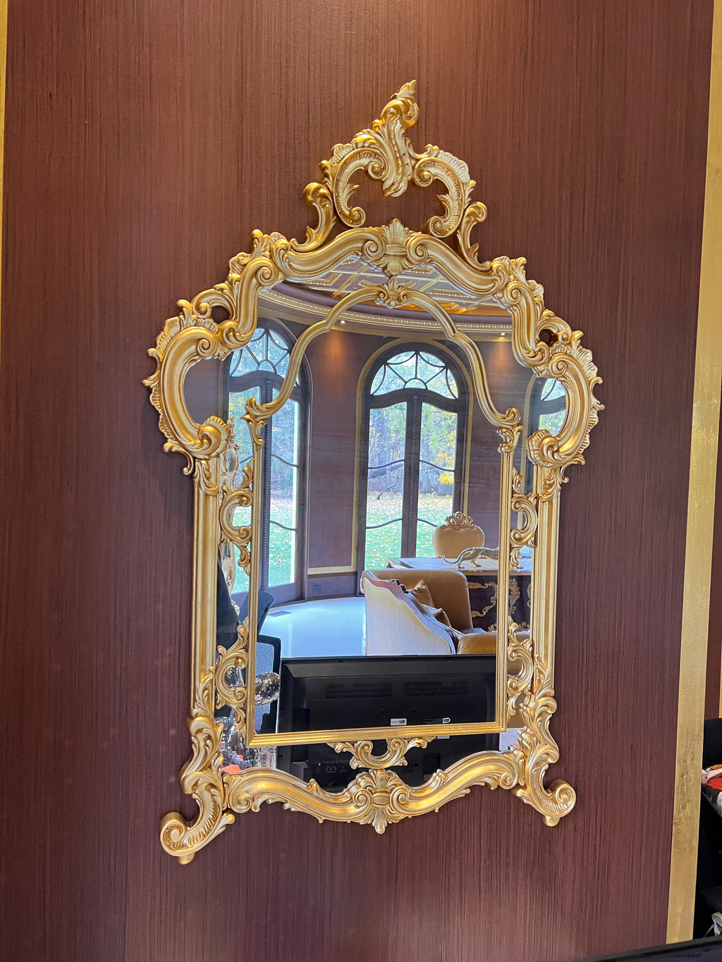 Modenese Gastone Baroque Gold Mirror, Wood with Gold Leaf Finishing, Made In Italy