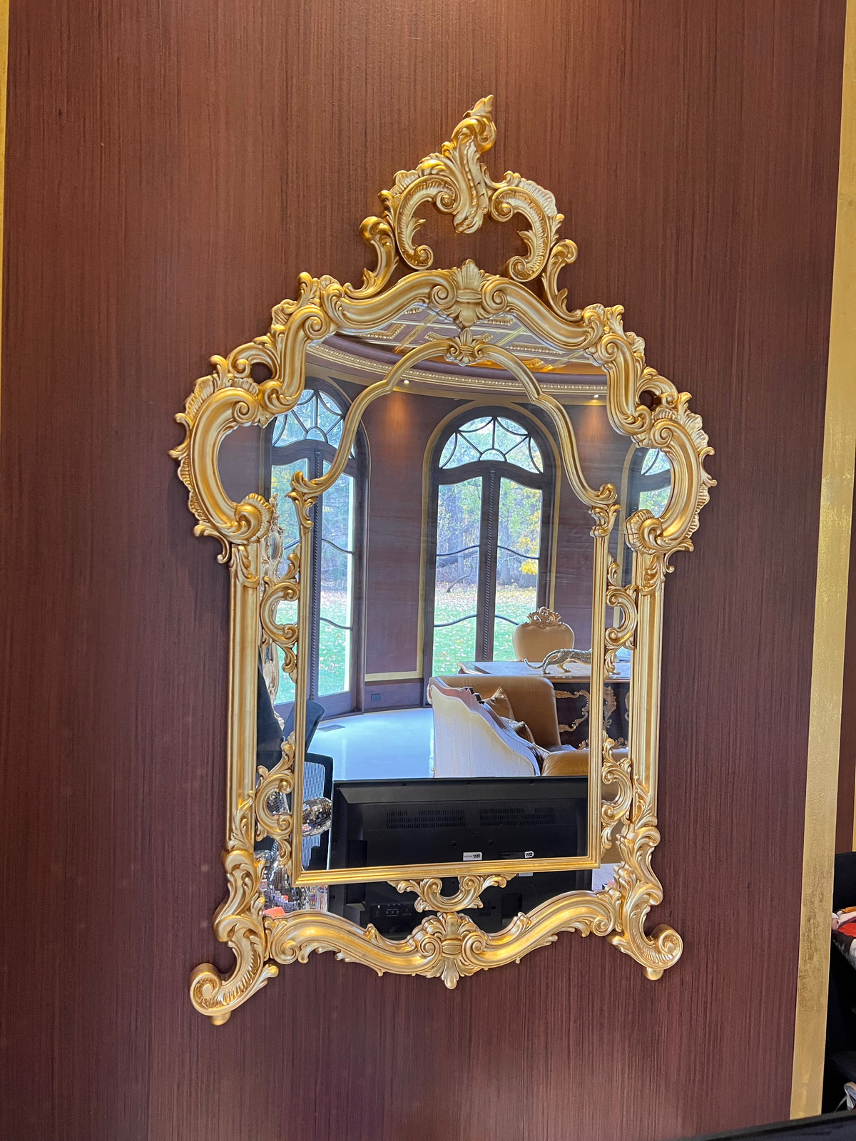 Modenese Gastone Baroque Gold Mirror, Wood with Gold Leaf Finishing, Made In Italy