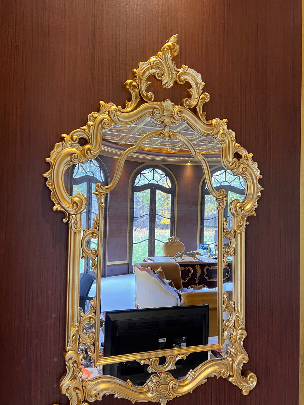 Modenese Gastone Baroque Gold Mirror, Wood with Gold Leaf Finishing, Made In Italy