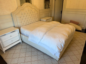Decor-Rest Beige Tufted Queen Bed Frame
