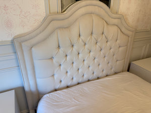 Decor-Rest Beige Tufted Queen Bed Frame