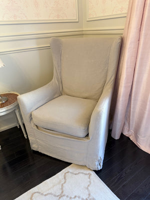 Restoration Hardware Lee Industries Swivel Chair with Slipcover