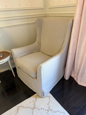 Restoration Hardware Lee Industries Swivel Chair with Slipcover