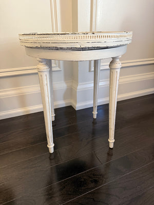 Antique Louis XVI Style Marble Top Table, Refinished in White, Made in France