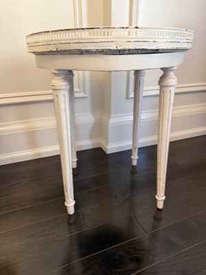 Antique Louis XVI Style Marble Top Table, Refinished in White, Made in France