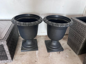 2 Tierra Verde 19 x 23" Crescendo Slate Recycled Material Urns/Planters (*retail $77 ea)