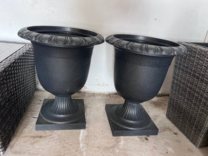 2 Tierra Verde 19 x 23" Crescendo Slate Recycled Material Urns/Planters (*retail $77 ea)