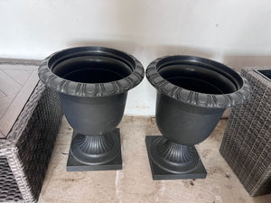 2 Tierra Verde 19 x 23" Crescendo Slate Recycled Material Urns/Planters (*retail $77 ea)