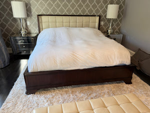 Bernhardt Furniture King Platform Bed with Leather Headboard