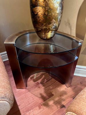 Martin Daniels 2-Tier Teardrop Glass Side Table
