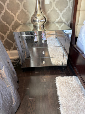 Mirrored 3 Drawer Nightstand