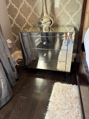 Mirrored 3 Drawer Nightstand