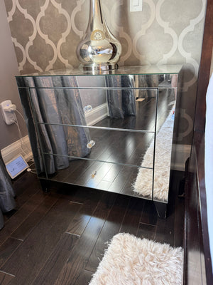 Mirrored 3 Drawer Nightstand