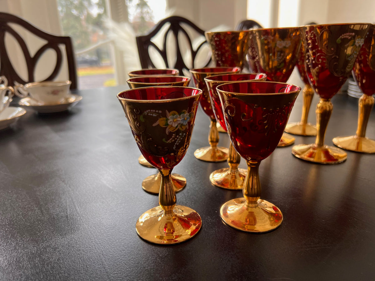Red Bohemian Czech Crystal Lot