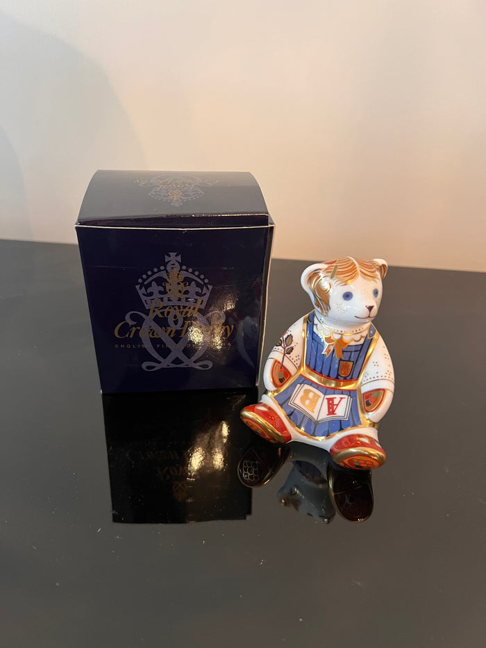 Royal Crown Derby Paperweight 'Schoolgirl Teddy' with Gold Stopper, *BRAND NEW with BOX