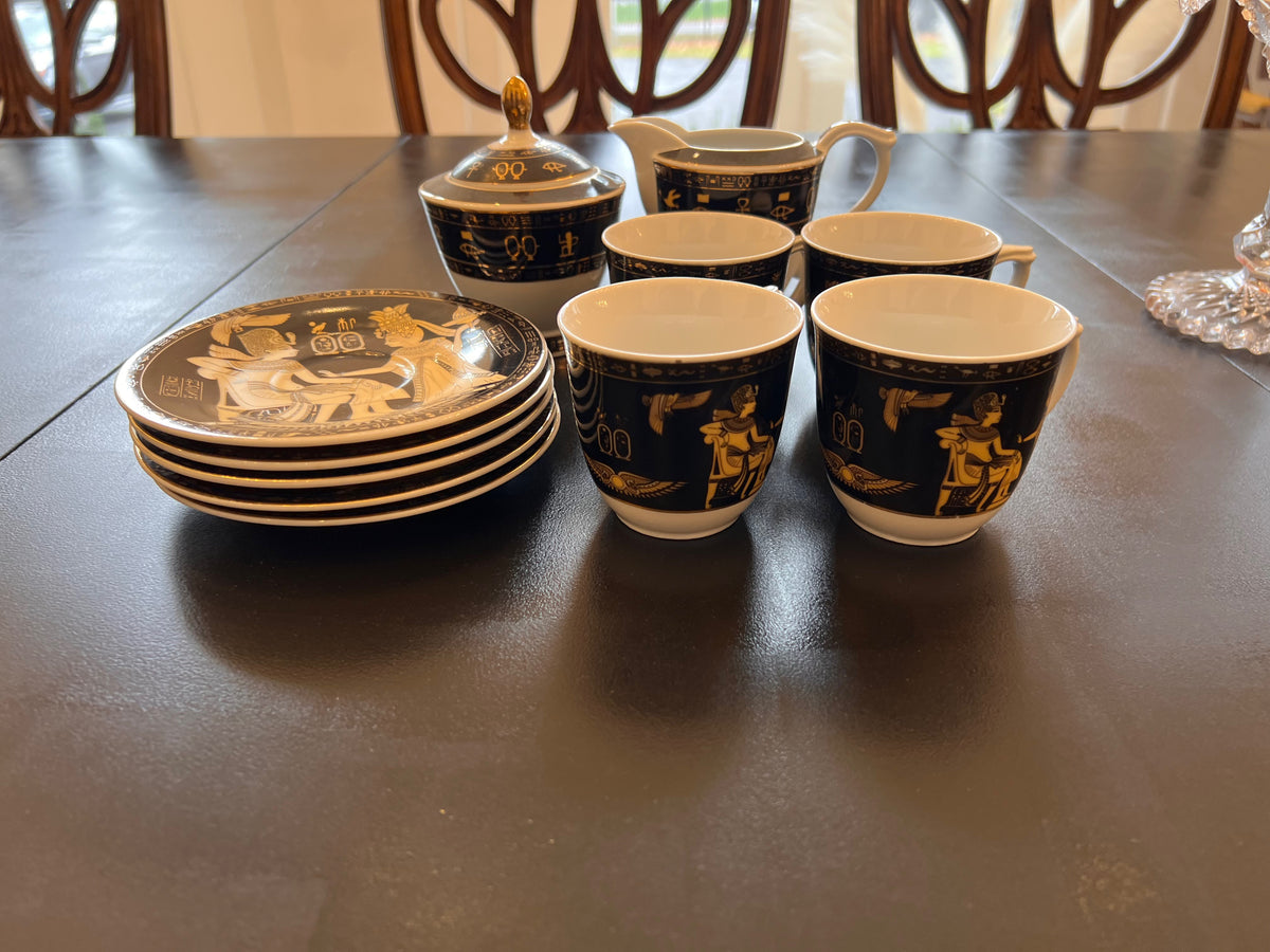 Fathi Mahmoud Limoges Made in Egypt Lot- 4 Cups & Saucers, Cream, Sugar