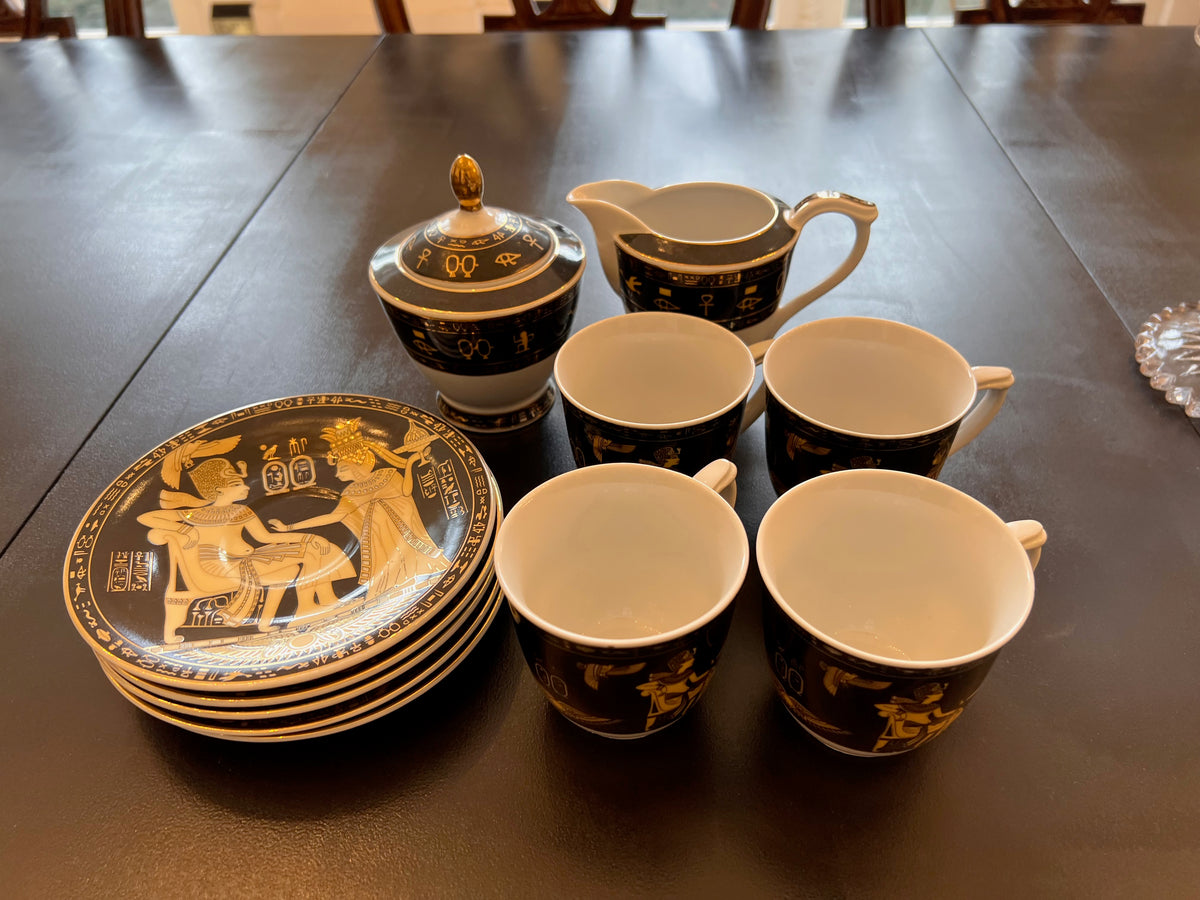 Fathi Mahmoud Limoges Made in Egypt Lot- 4 Cups & Saucers, Cream, Sugar