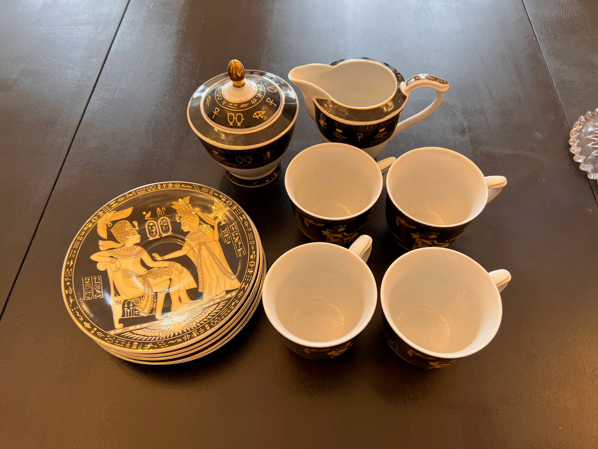 Fathi Mahmoud Limoges Made in Egypt Lot- 4 Cups & Saucers, Cream, Sugar