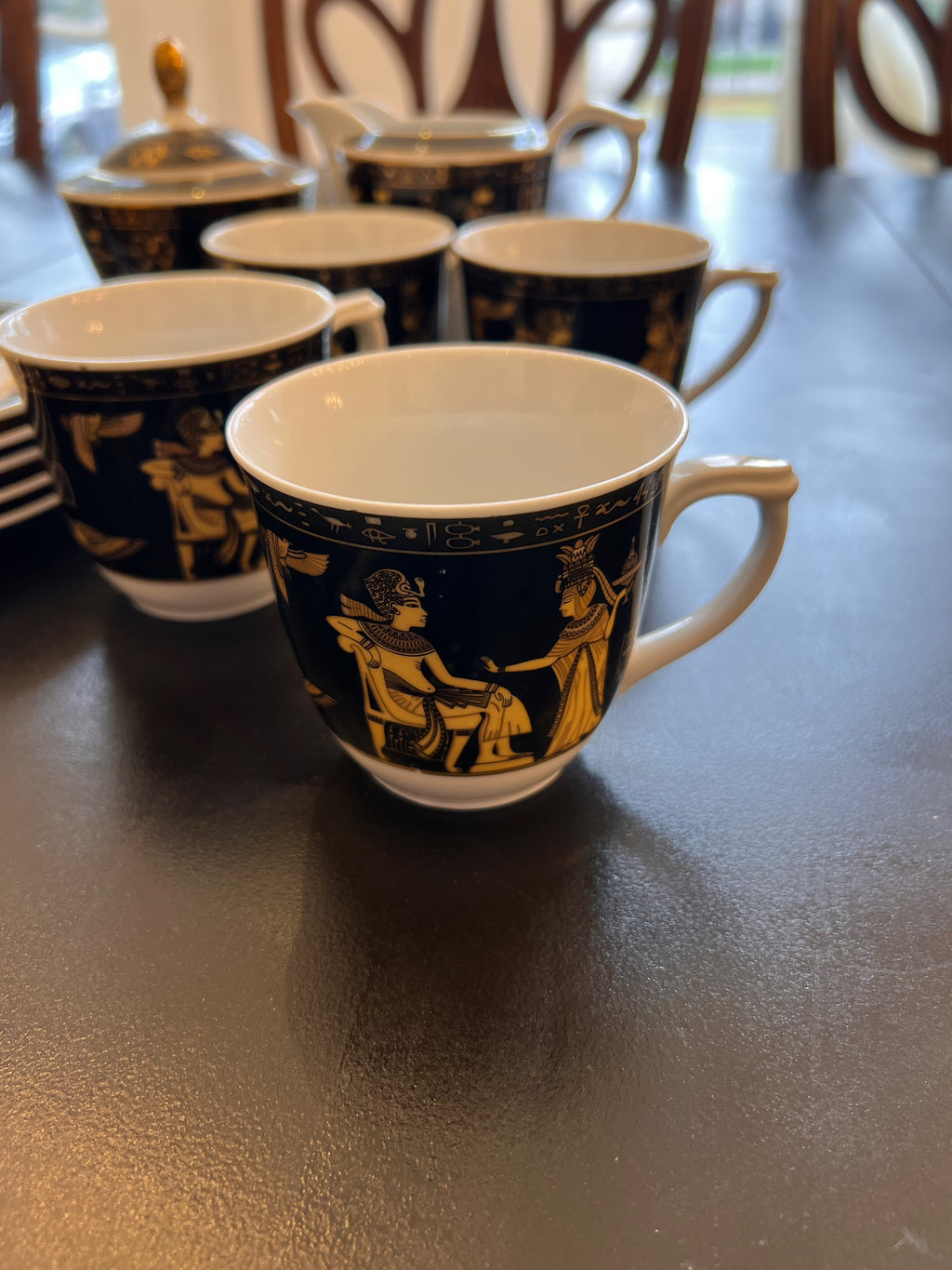 Fathi Mahmoud Limoges Made in Egypt Lot- 4 Cups & Saucers, Cream, Sugar