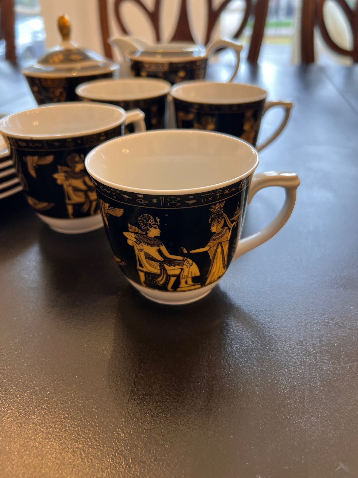 Fathi Mahmoud Limoges Made in Egypt Lot- 4 Cups & Saucers, Cream, Sugar