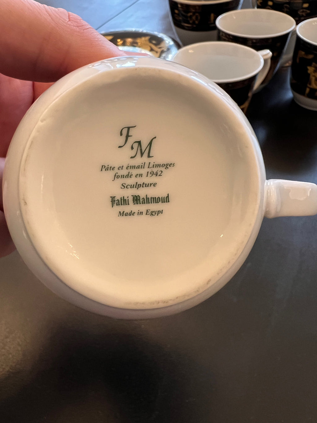 Fathi Mahmoud Limoges Made in Egypt Lot- 4 Cups & Saucers, Cream, Sugar