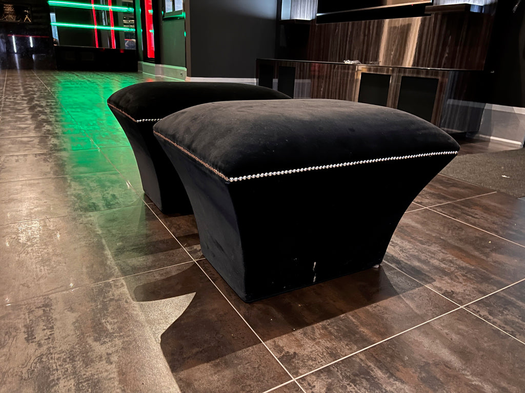 2 Black Velvet Ottomans