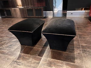 2 Black Velvet Ottomans